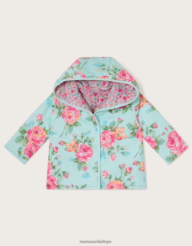 Monsoon kız yenidoğan çift taraflı kapüşonlu ceket JH86BT2179 Giyim pembe