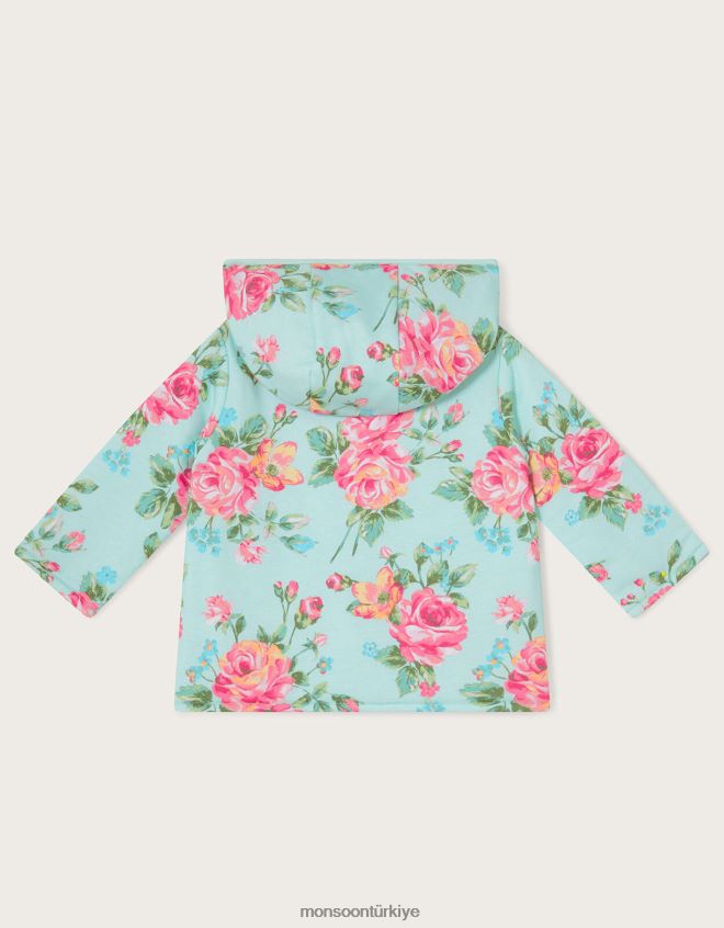 Monsoon kız yenidoğan çift taraflı kapüşonlu ceket JH86BT2179 Giyim pembe