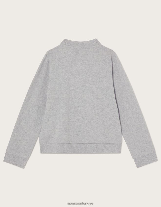 Monsoon çocuklar Sürdürülebilir pamuklu tek boynuzlu bombardıman ceketi JH86BT1995 Giyim gri