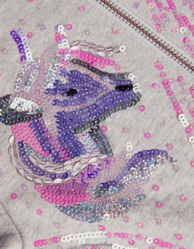 Monsoon çocuklar Sürdürülebilir pamuklu tek boynuzlu bombardıman ceketi JH86BT1995 Giyim gri