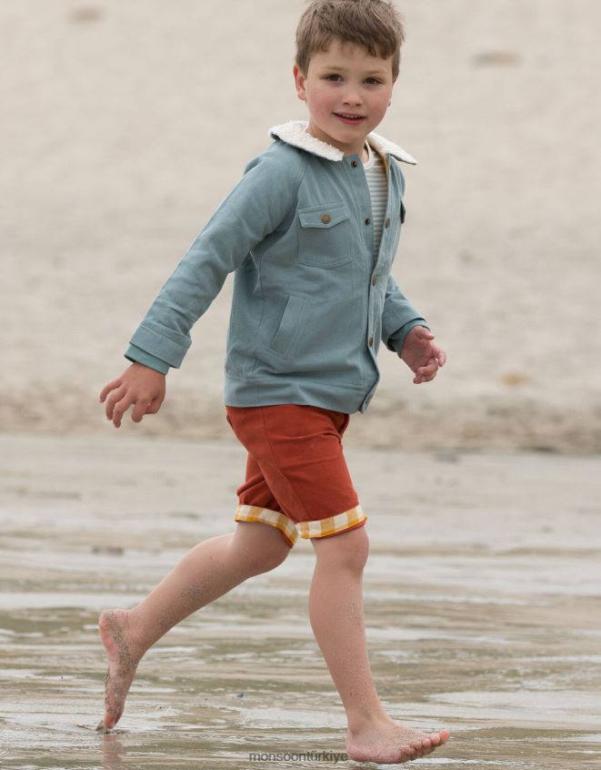 Monsoon çocuklar küçük yeşil radikaller şerpa yakalı macera ceketi JH86BT1952 Giyim mavi (soluk mavi)