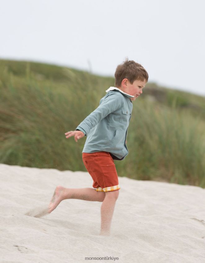 Monsoon çocuklar küçük yeşil radikaller şerpa yakalı macera ceketi JH86BT1952 Giyim mavi (soluk mavi)