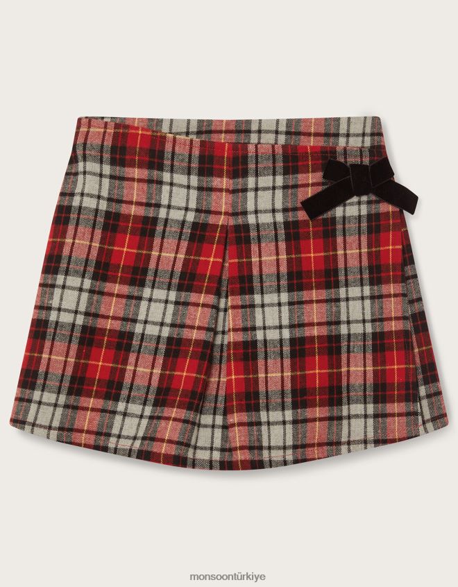 Monsoon kız şal ​​kontrol skort JH86BT1685 Giyim kırmızı