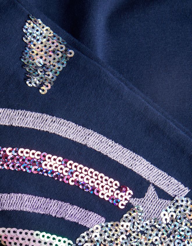 Monsoon kız gökkuşağı pullu tayt JH86BT1712 Giyim Mavi Donanma)