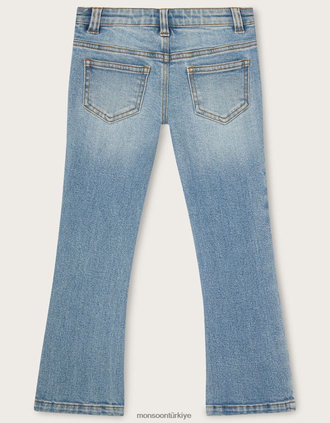 Monsoon kız pullu çiçekli kot pantolon JH86BT1948 Giyim mavi