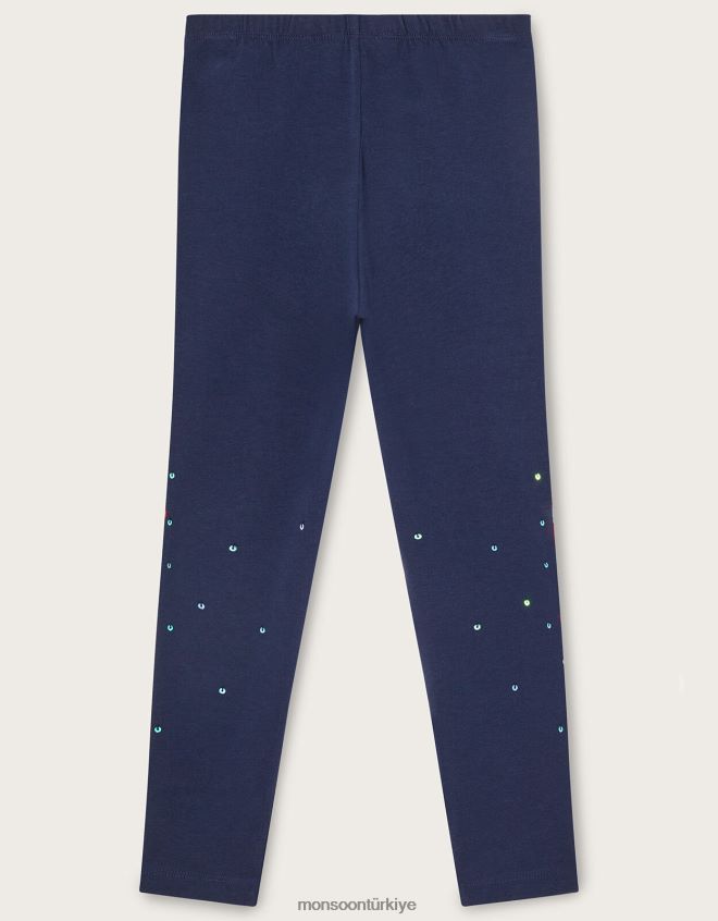 Monsoon kız pullu kelebek jarse tayt JH86BT1618 Giyim Mavi Donanma)