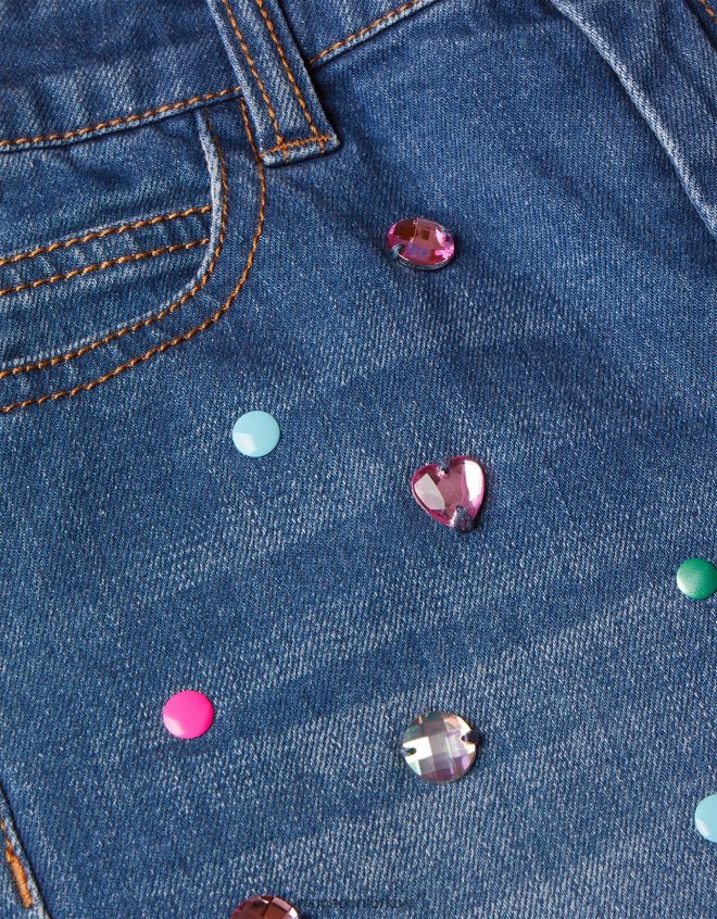 Monsoon kız taşlarla süslenmiş kot şort JH86BT2010 Giyim mavi