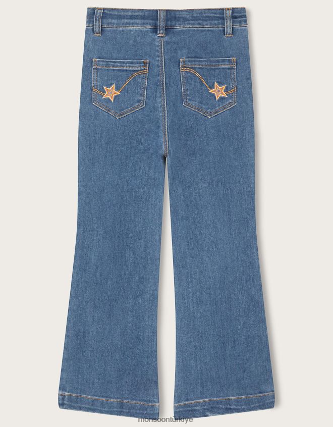 Monsoon kız yıldız detaylı işlemeli jean JH86BT1635 Giyim mavi