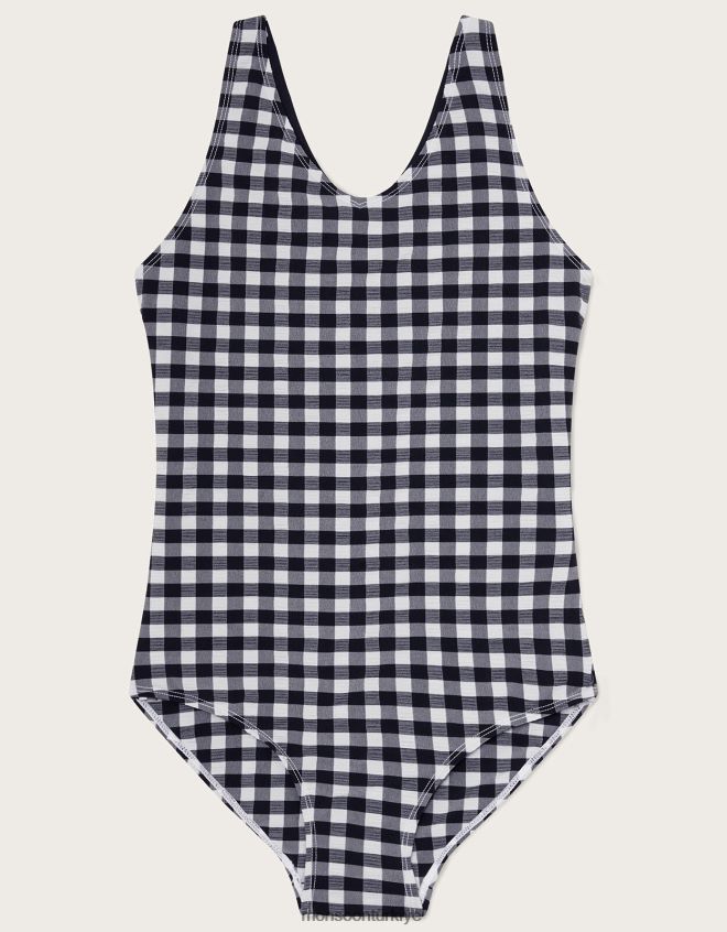 Monsoon kız arkası pötikareli askılı mayo JH86BT1968 Giyim siyah