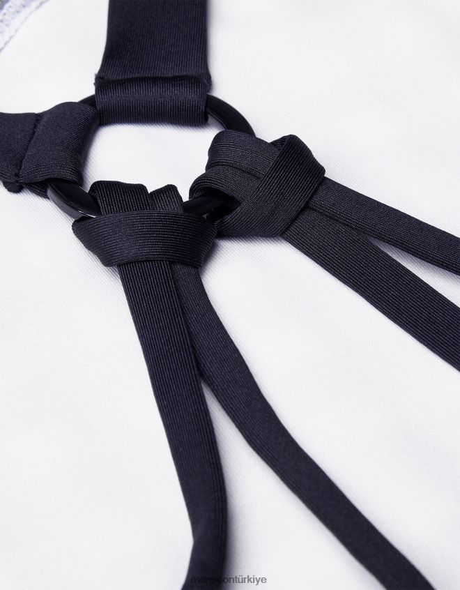 Monsoon kız arkası pötikareli askılı mayo JH86BT1968 Giyim siyah