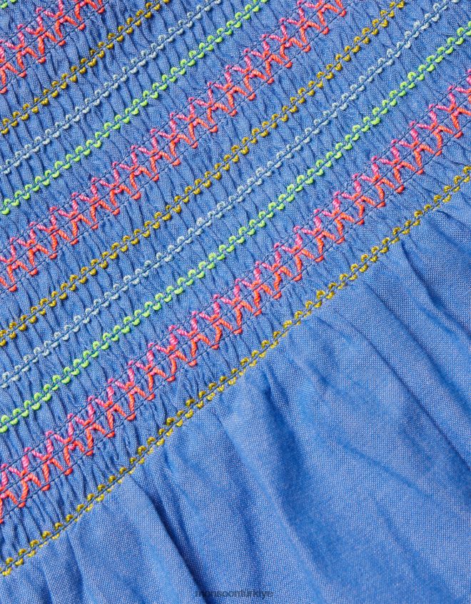 Monsoon kız büzgülü chambray tulum JH86BT1947 Giyim mavi