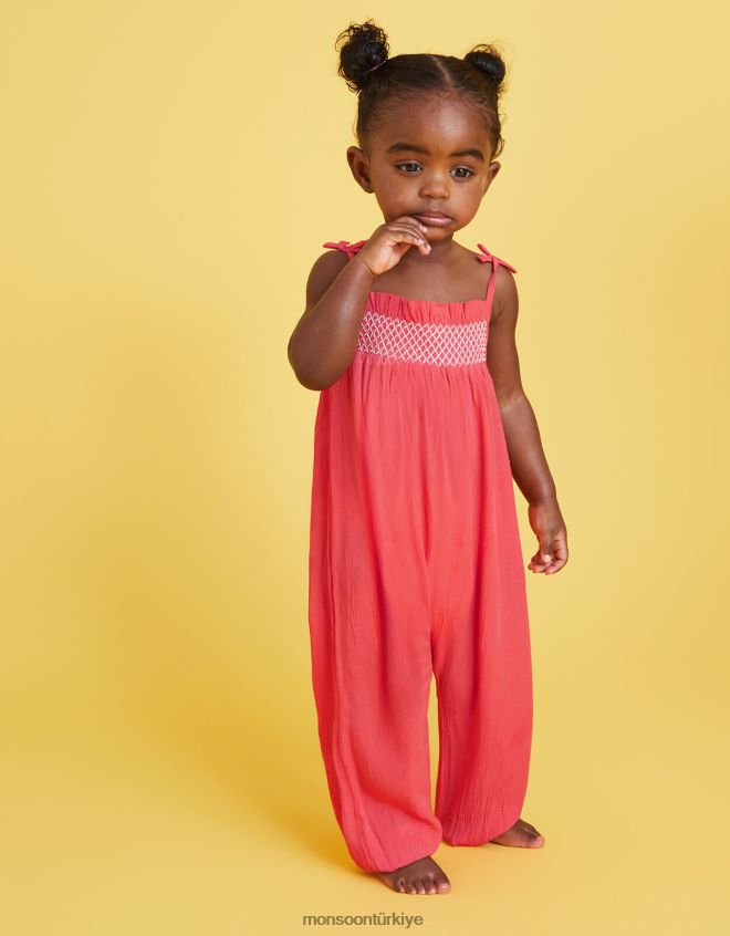 Monsoon kız bebek büzgülü tulum JH86BT2148 Giyim turuncu (mercan)
