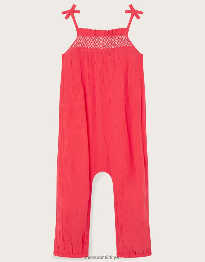 Monsoon kız bebek büzgülü tulum JH86BT2148 Giyim turuncu (mercan)