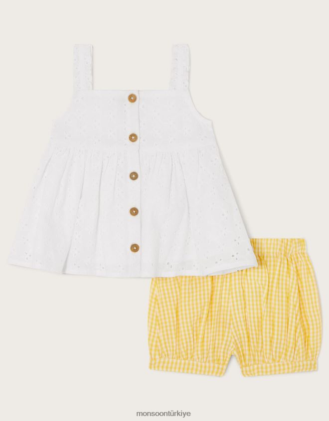 Monsoon kız bebek broderie seti JH86BT2174 Giyim sarı