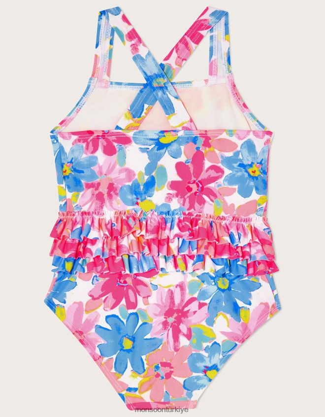 Monsoon kız bebek cesur çiçek fırfırlı mayo JH86BT2157 Giyim çok