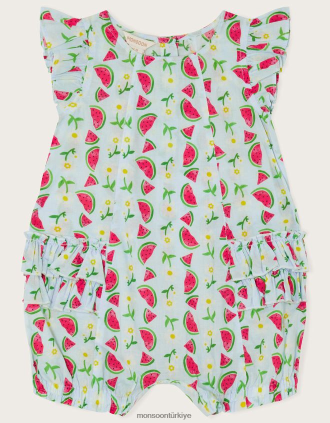 Monsoon kız bebek karpuz desenli tulum JH86BT2086 Giyim mavi