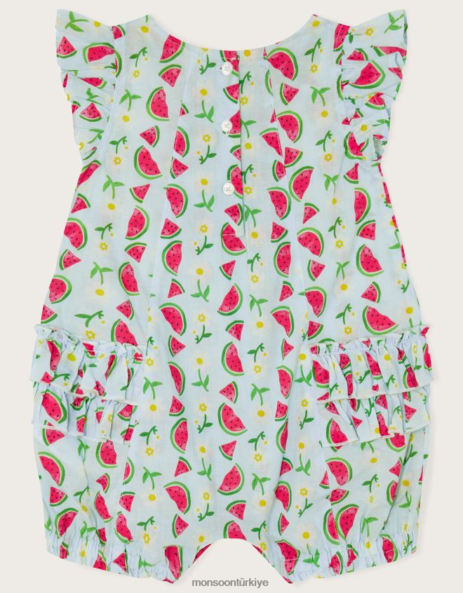 Monsoon kız bebek karpuz desenli tulum JH86BT2086 Giyim mavi