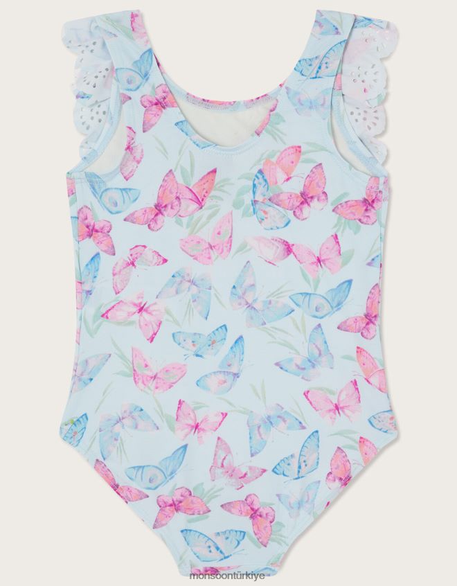 Monsoon kız bebek kelebek lazer kesim fırfırlı mayo JH86BT2145 Giyim mavi