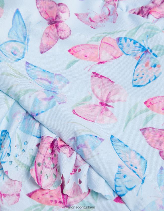 Monsoon kız bebek kelebek lazer kesim fırfırlı mayo JH86BT2145 Giyim mavi