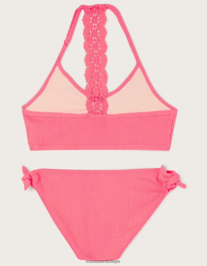 Monsoon kız doku tığ işi bikini seti JH86BT1901 Giyim turuncu (mercan)