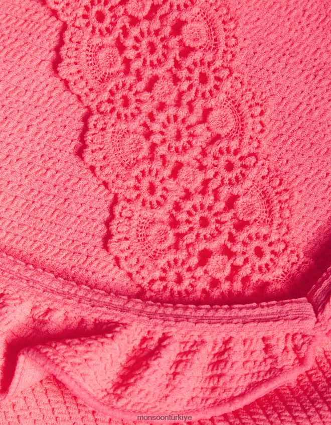 Monsoon kız doku tığ işi bikini seti JH86BT1901 Giyim turuncu (mercan)