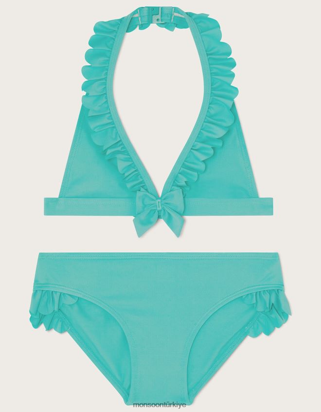 Monsoon kız üçgen bikini fırfırlı süs seti JH86BT2018 Giyim yeşil