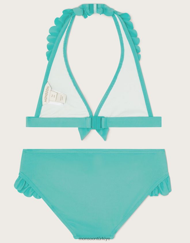 Monsoon kız üçgen bikini fırfırlı süs seti JH86BT2018 Giyim yeşil
