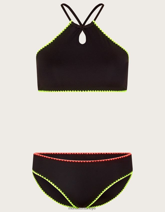 Monsoon kız kesik bikini seti JH86BT1895 Giyim siyah