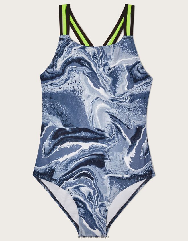 Monsoon kız mermer askılı mayo JH86BT1892 Giyim siyah