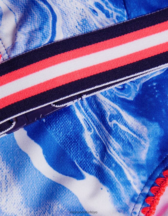 Monsoon kız mermer detaylı üçgen bikini seti JH86BT1929 Giyim mavi