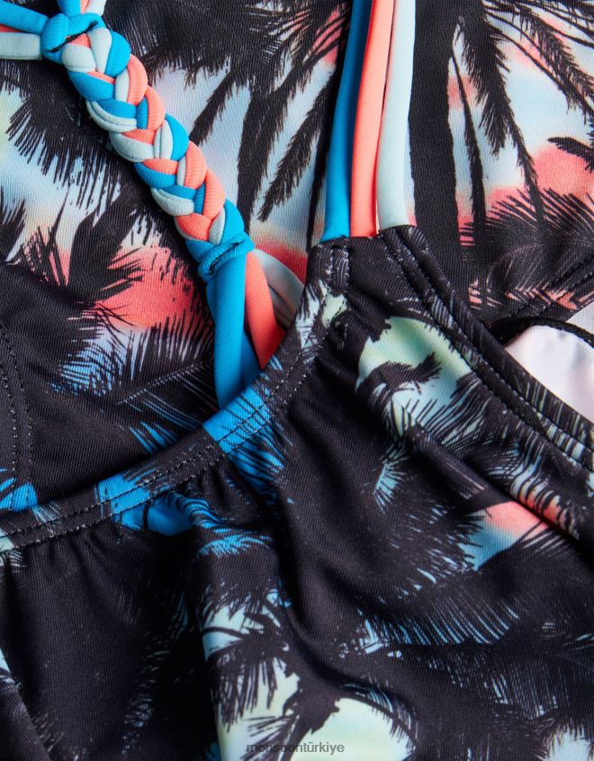 Monsoon kız ombre palmiye fırfırlı bikini seti JH86BT1705 Giyim çok