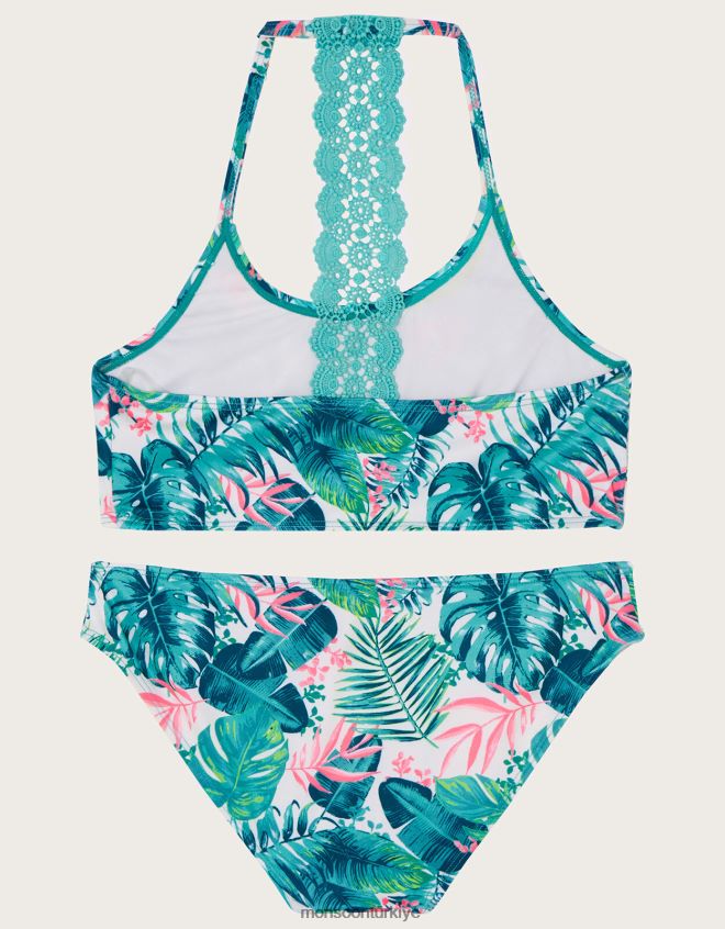 Monsoon kız palmiye tığ işi bikini seti JH86BT1986 Giyim fildişi