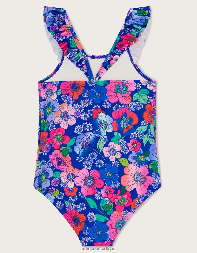 Monsoon kız retro çiçekli mayo JH86BT1643 Giyim mavi