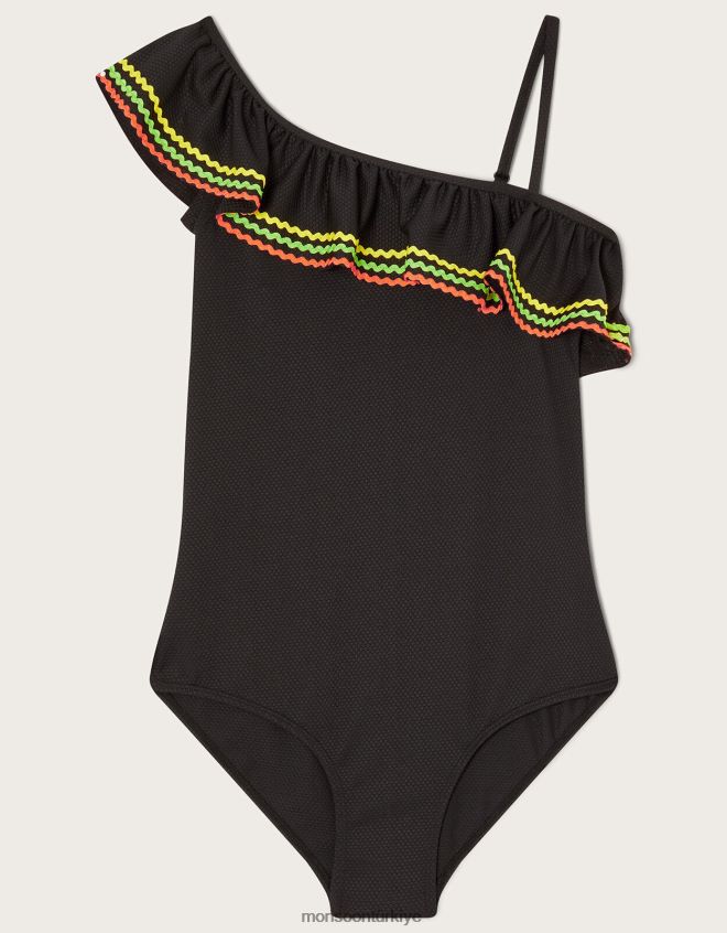 Monsoon kız ricrac dokulu tek omuzlu tulum JH86BT1858 Giyim siyah