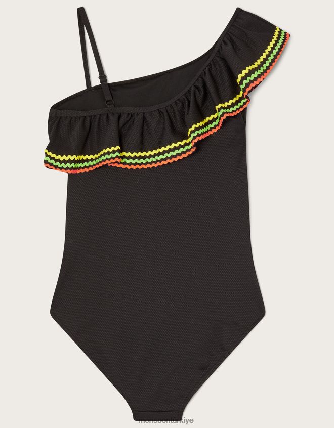 Monsoon kız ricrac dokulu tek omuzlu tulum JH86BT1858 Giyim siyah
