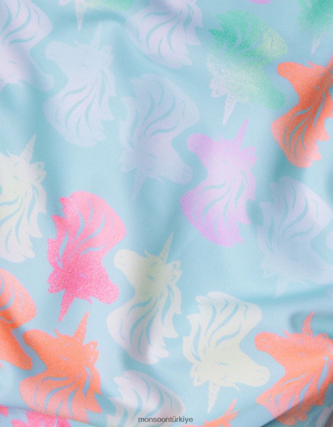 Monsoon kız tek boynuzlu at kafaları arkadan askılı mayo JH86BT1610 Giyim mavi (turkuaz)