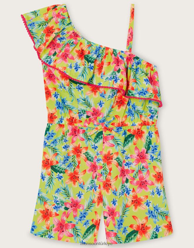 Monsoon kız tropik tek omuzlu tulum JH86BT1717 Giyim yeşil (kireç)