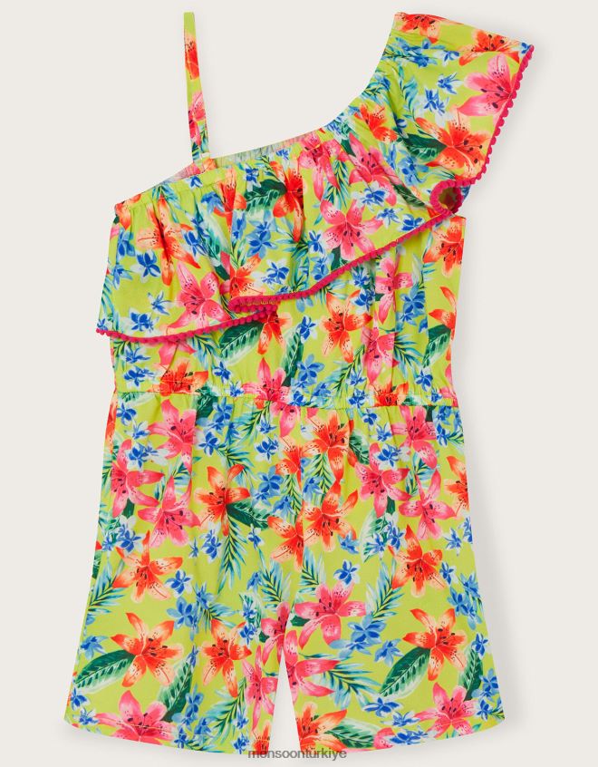 Monsoon kız tropik tek omuzlu tulum JH86BT1717 Giyim yeşil (kireç)