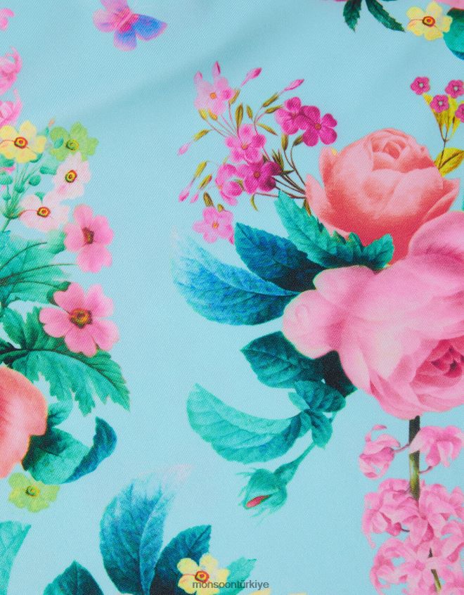 Monsoon kız upf50+ korumalı çiçek desenli iki parçalı yüzme seti JH86BT2017 Giyim mavi (turkuaz)