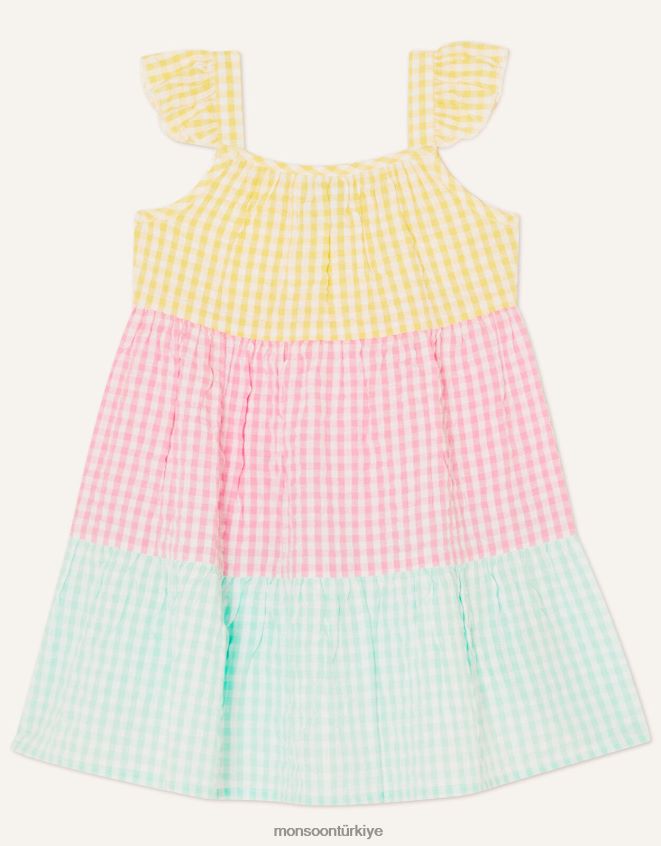 Monsoon çocuklar bebek şemsiyeli renk bloklu elbise JH86BT2160 Giyim çok