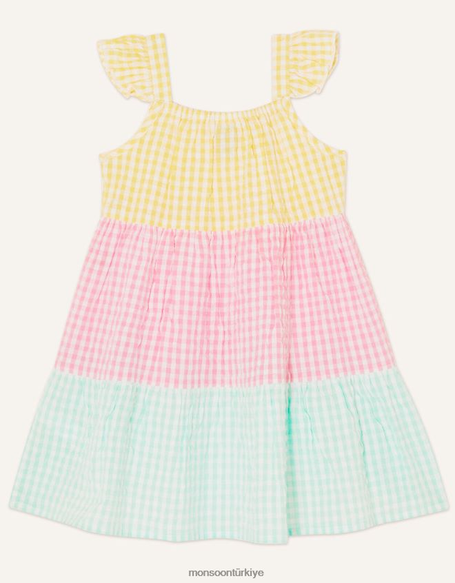 Monsoon çocuklar bebek şemsiyeli renk bloklu elbise JH86BT2160 Giyim çok