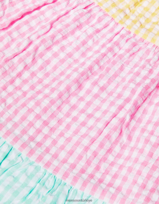 Monsoon çocuklar bebek şemsiyeli renk bloklu elbise JH86BT2160 Giyim çok