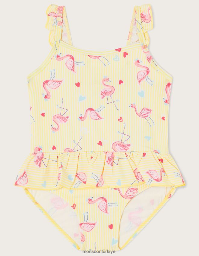 Monsoon çocuklar bebek flamingo çizgili etek mayo JH86BT2147 Giyim sarı