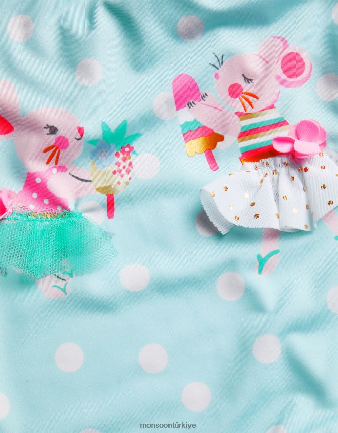 Monsoon çocuklar bebek hayvan tatil mayosu JH86BT2119 Giyim mavi (turkuaz)