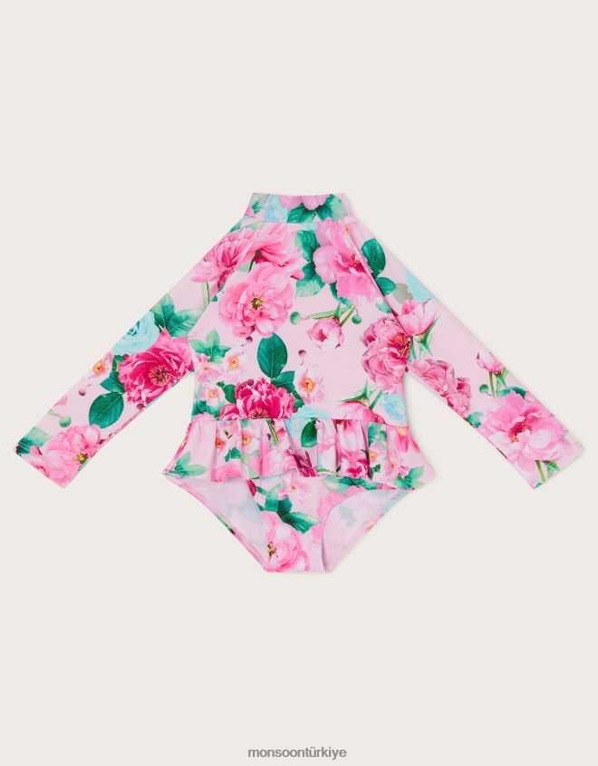 Monsoon çocuklar upf50+ korumalı çiçekli etekli bebek mayosu JH86BT2151 Giyim pembe (soluk pembe)