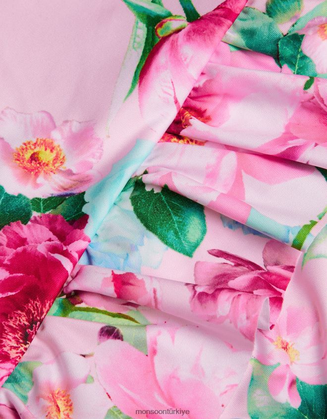 Monsoon çocuklar upf50+ korumalı çiçekli etekli bebek mayosu JH86BT2151 Giyim pembe (soluk pembe)