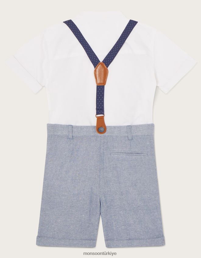 Monsoon erkek çocuk Nathan üç parçalı atlet ve şort takımı JH86BT2256 Giyim mavi