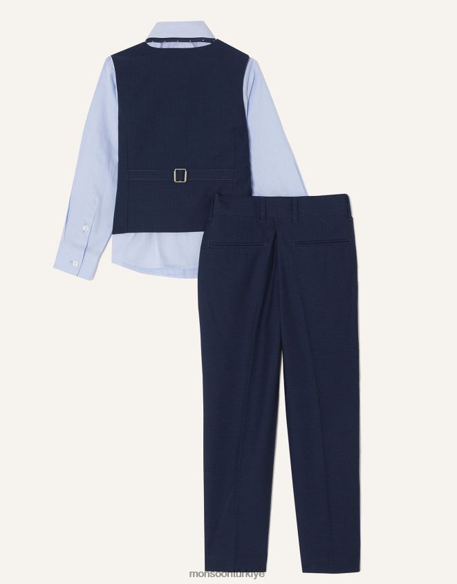 Monsoon erkek çocuk adam dört parçalı takım elbise JH86BT2270 Giyim Mavi Donanma)