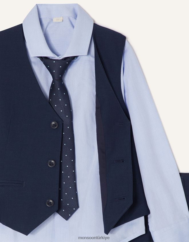 Monsoon erkek çocuk adam dört parçalı takım elbise JH86BT2270 Giyim Mavi Donanma)