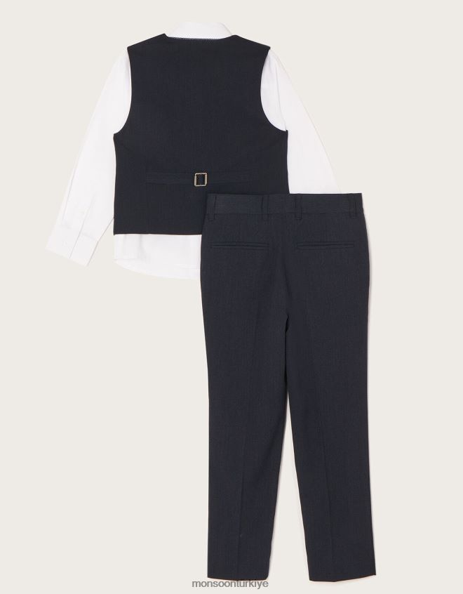 Monsoon erkek çocuk callum dört parçalı takım elbise JH86BT2257 Giyim Mavi Donanma)